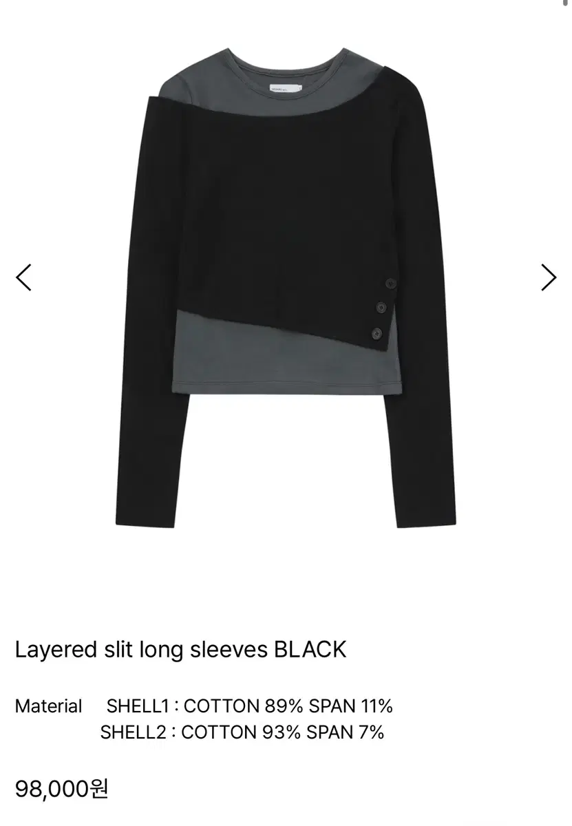 미세키서울 Layered slit long sleeves BLACK